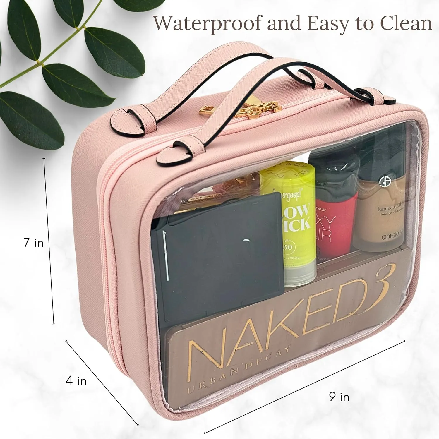 Clear Makeup Bag Toiletry Bag for Women Cosmetic Case Large Capacity Travel Make Up Bag Organizer Transparent Storage Compartment TSA Approved