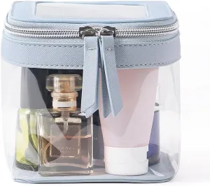 Clear Makeup Bag Travel Cosmetic Case Transparent Toiletry Bag&Skincare Pouch with Zipper, Portable Make Up Organizer Traveling Compact Car Bag for Essentials