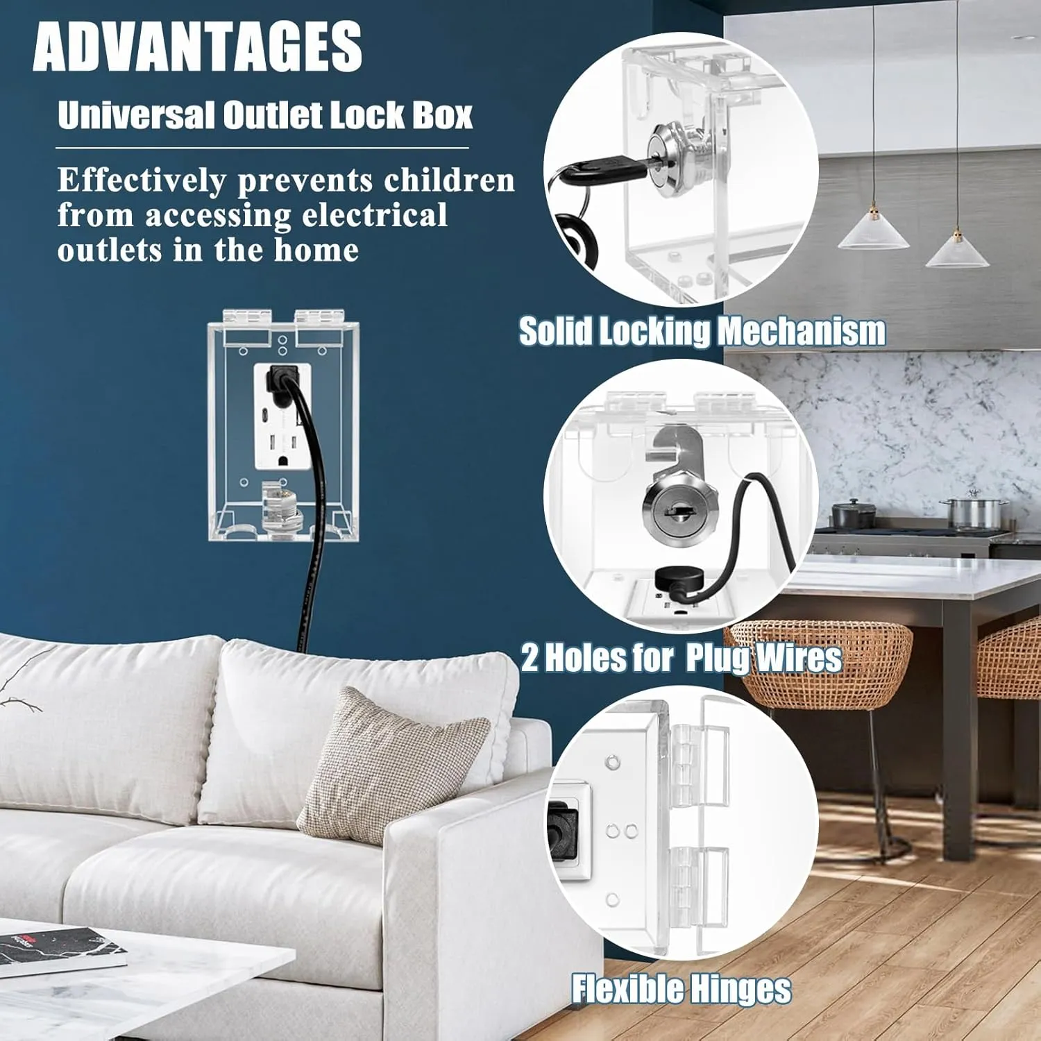 Clear Outlet Cover Box,Baby Safety Outlet Cover Box,Wall Outlet Covers,Easier Operation,Provide Extra Space Inside for Plugs & Adapters,Fits Standard Sockets 2.68“H x 1.36”W(1 Pack)