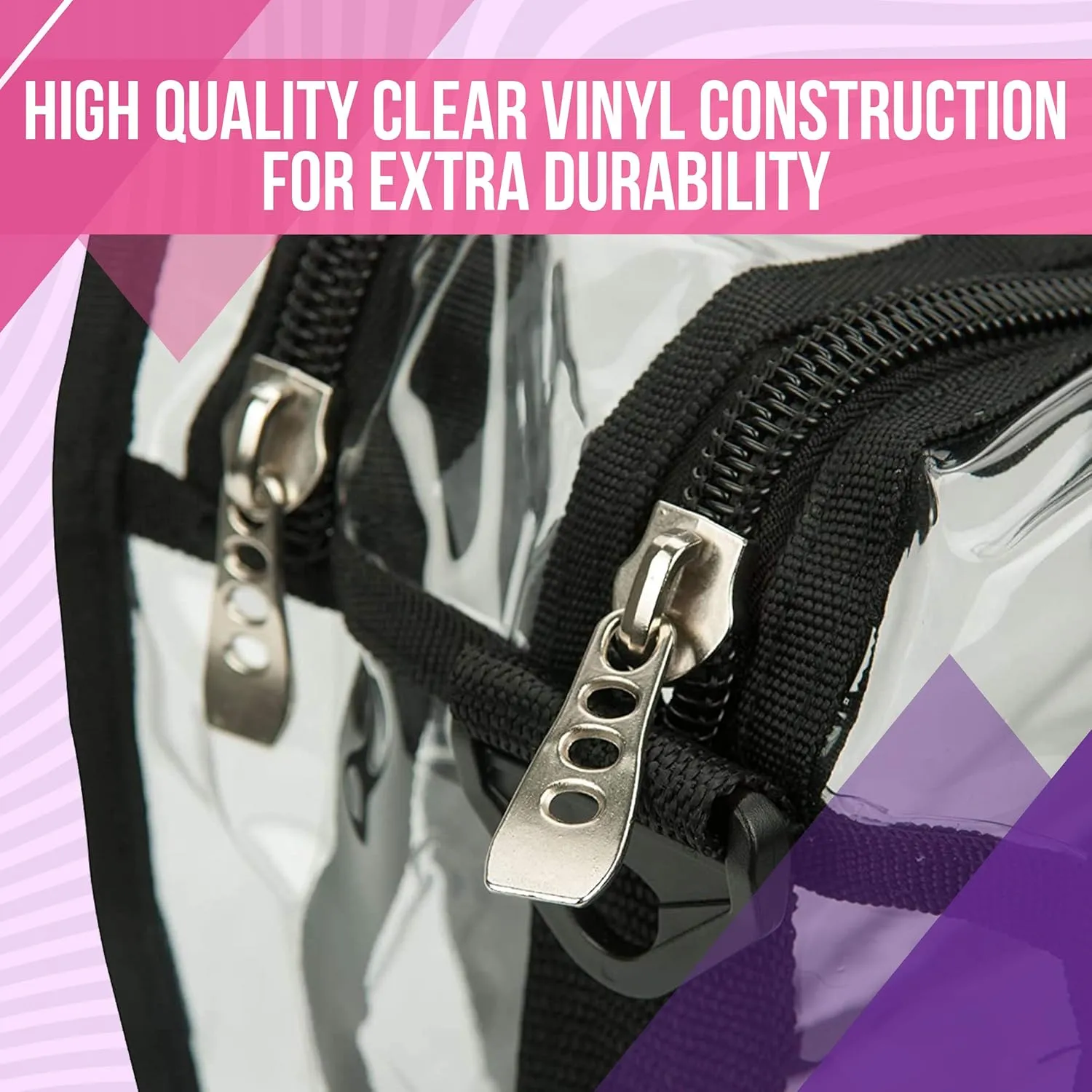 Clear Set Bag Double Storage Compartment 3 External Pockets and Shoulder Strap, 13x8x8.5 Inch (Pack of 1)