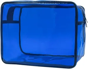 Clear Toiletry Bag, PVC Makeup Bag for Women, Spacious Clear Cosmetic & Toiletry Pouch，Large Transparent Makeup Pouch for Travel (Blue)