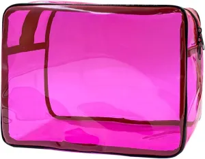 Clear Toiletry Bag, PVC Makeup Bag for Women, Spacious Clear Cosmetic & Toiletry Pouch，Large Transparent Makeup Pouch for Travel (Pink)