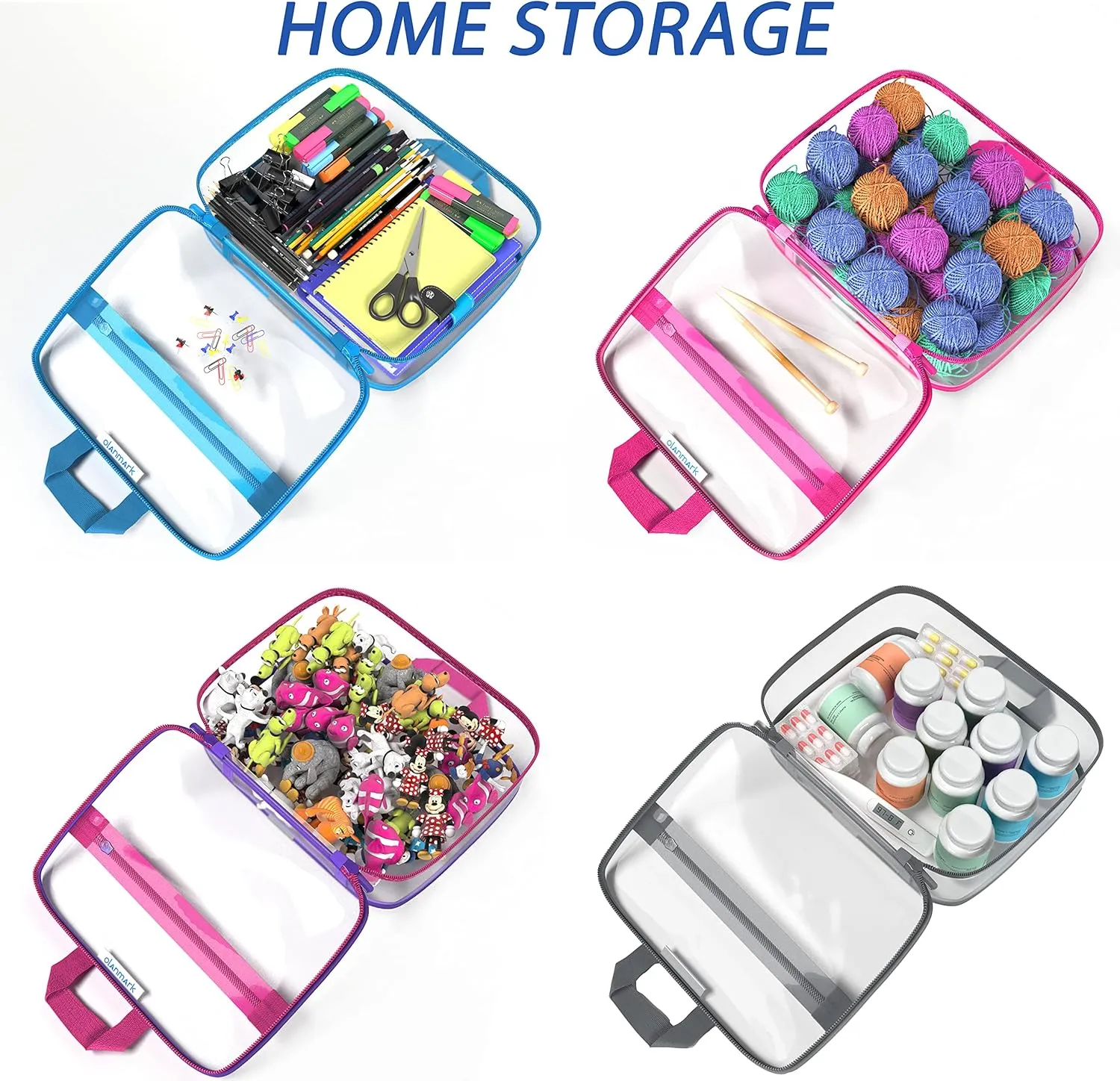 Clear Toiletry Bag - PVC Makeup Bag - Large Transparent Cosmetic Travel Case - See Through Packing Cube with Handle - Clear Bag with Zipper - Plastic Storage Pouch Pink