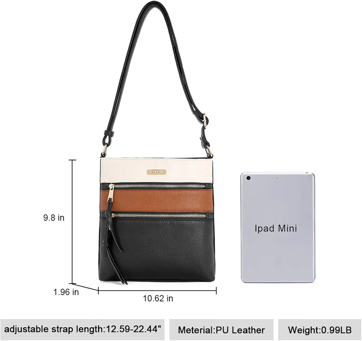 CLUCI Crossbody Purses for Women, Medium Size Zipper Pocket Adjustable Strap, Soft Leather Women's Shoulder Handbags