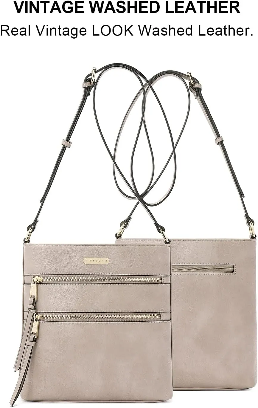 CLUCI Crossbody Purses for Women, Medium Size Zipper Pocket Adjustable Strap, Soft Leather Women's Shoulder Handbags