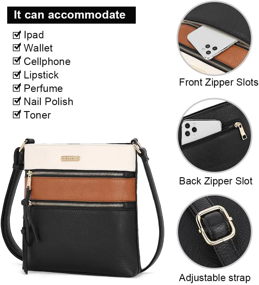 CLUCI Crossbody Purses for Women, Medium Size Zipper Pocket Adjustable Strap, Soft Leather Women's Shoulder Handbags