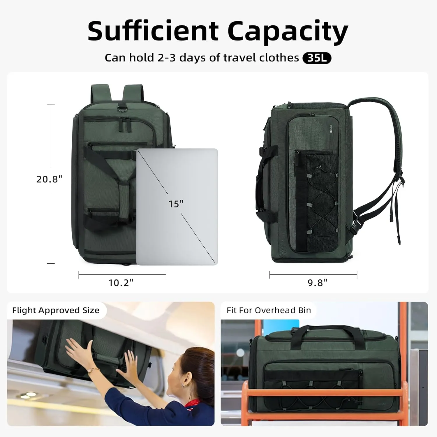 CLUCI Gym Bag for Men & Women, Sports Duffel Bag Travel Gym Weekender Overnight Bag with Shoe Compartment