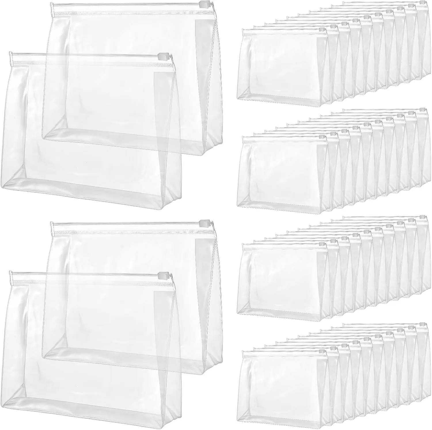 cobee 50 Pcs Clear Makeup Bags Bulk, Mini Cosmetic Organizer for Travel Small Transparent Zipper Pouch PVC Waterproof Pouches 7.9x5.9x2 In for Toiletry