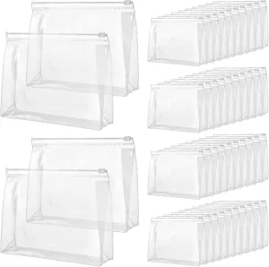 cobee 50 Pcs Clear Makeup Bags Bulk, Mini Cosmetic Organizer for Travel Small Transparent Zipper Pouch PVC Waterproof Pouches 7.9x5.9x2 In for Toiletry
