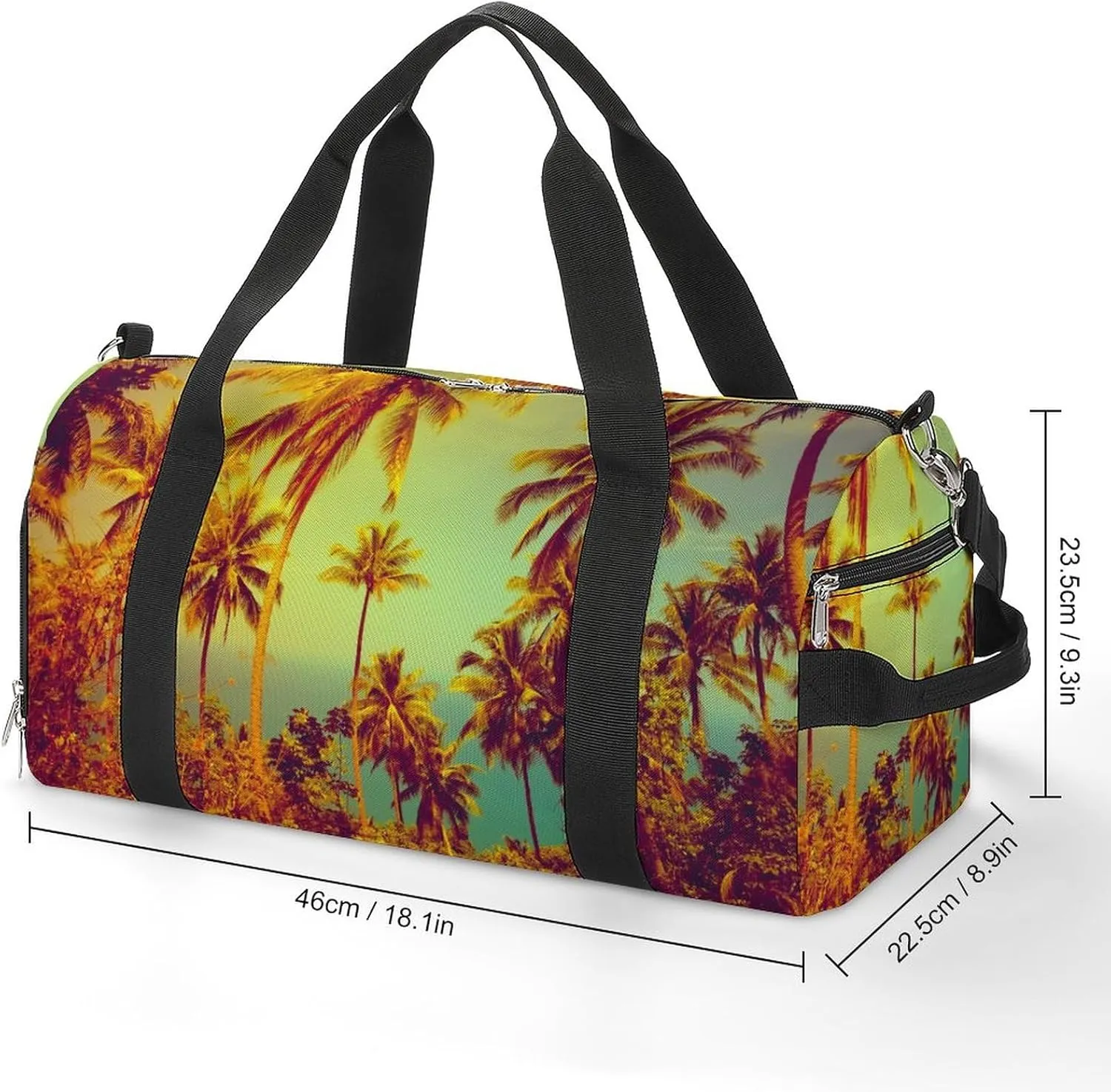 Coconut Palms Sports Tote Gym Bag for Women Men, Overnight Bag with Shoe Compartment Water Resistant
