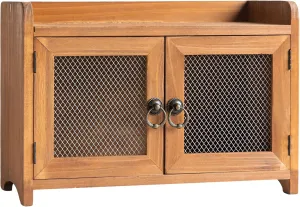 COLLECTIVE HOME - Storage Cabinet, Mini Countertop Cabinet, Wood Organizer for Kitchen Living Room Bedroom Bathroom Office with Magnetic Door, 14.5 x 6.5 x 10 (Brown)