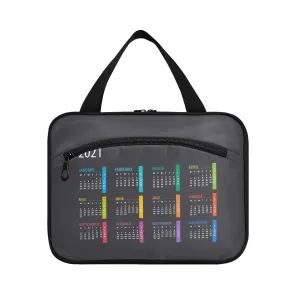 Colorful Calendar Template Mock up Week starts on Monday on Dark 1 PC Hanging Travel Wash bag with Handles, Portable Makeup Organizer Brush Storage Case Portable Travel Cosmetic with Hook L