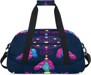 Colorful Dreamcatcher Gym Duffel Bag for Men Women Geometric Background Sports Tote Bag with Adjustable Shoulder Strap for Dance Gymnastics Traveling Outdoor Camping Overnight Stay