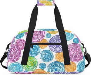 Colorful Kapor Polka Dots Boys Girls Gym Bag Dance Perform Training Duffel Bags Weekender Carry-On Tote Luggage Bag Ideal for School Practice or Overnight Trips