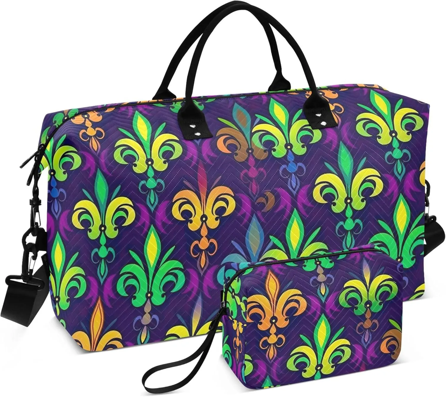 Colorful Lily Travel Duffel Bag with Toiletry Bag Personalized Weekender Bag for Travel Business Sports Large Gym Carry On Bag for Women & Men