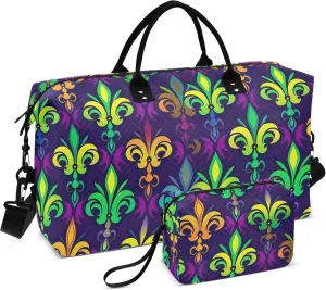 Colorful Lily Travel Duffel Bag with Toiletry Bag Personalized Weekender Bag for Travel Business Sports Large Gym Carry On Bag for Women & Men