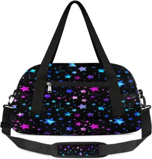 Colorful Stars Duffel Bag for Women Men Travel Bag Small Gym Bag Waterproof Workout Overnight Tote Bag for Sport Dance Weekend Yoga