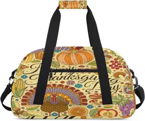 Colourful Turkey Gym Duffel Bag for Men Women Cartoon Fruits Sports Tote Bag with Adjustable Shoulder Strap for Dance Gymnastics Traveling Outdoor Camping Overnight Stay