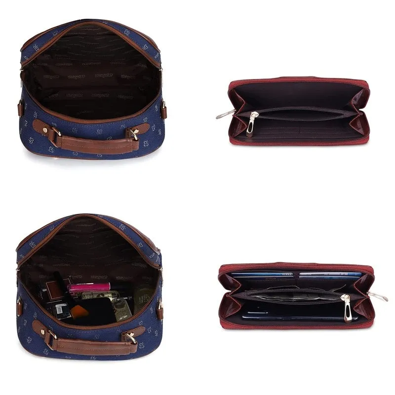 Combo: Elsie Series Sling Bag & Aria Wallet - Stylish Design | 4.5L | Blue-Spade