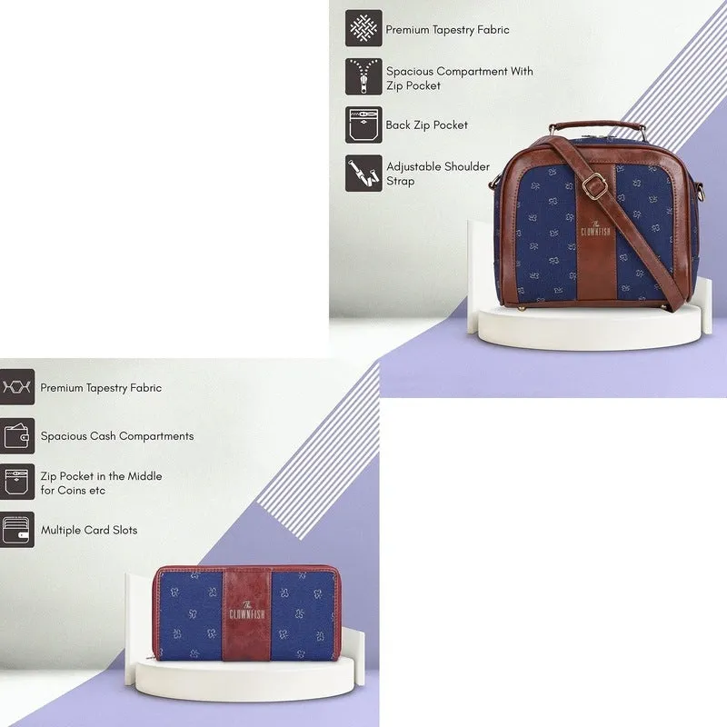 Combo: Elsie Series Sling Bag & Aria Wallet - Stylish Design | 4.5L | Blue-Spade