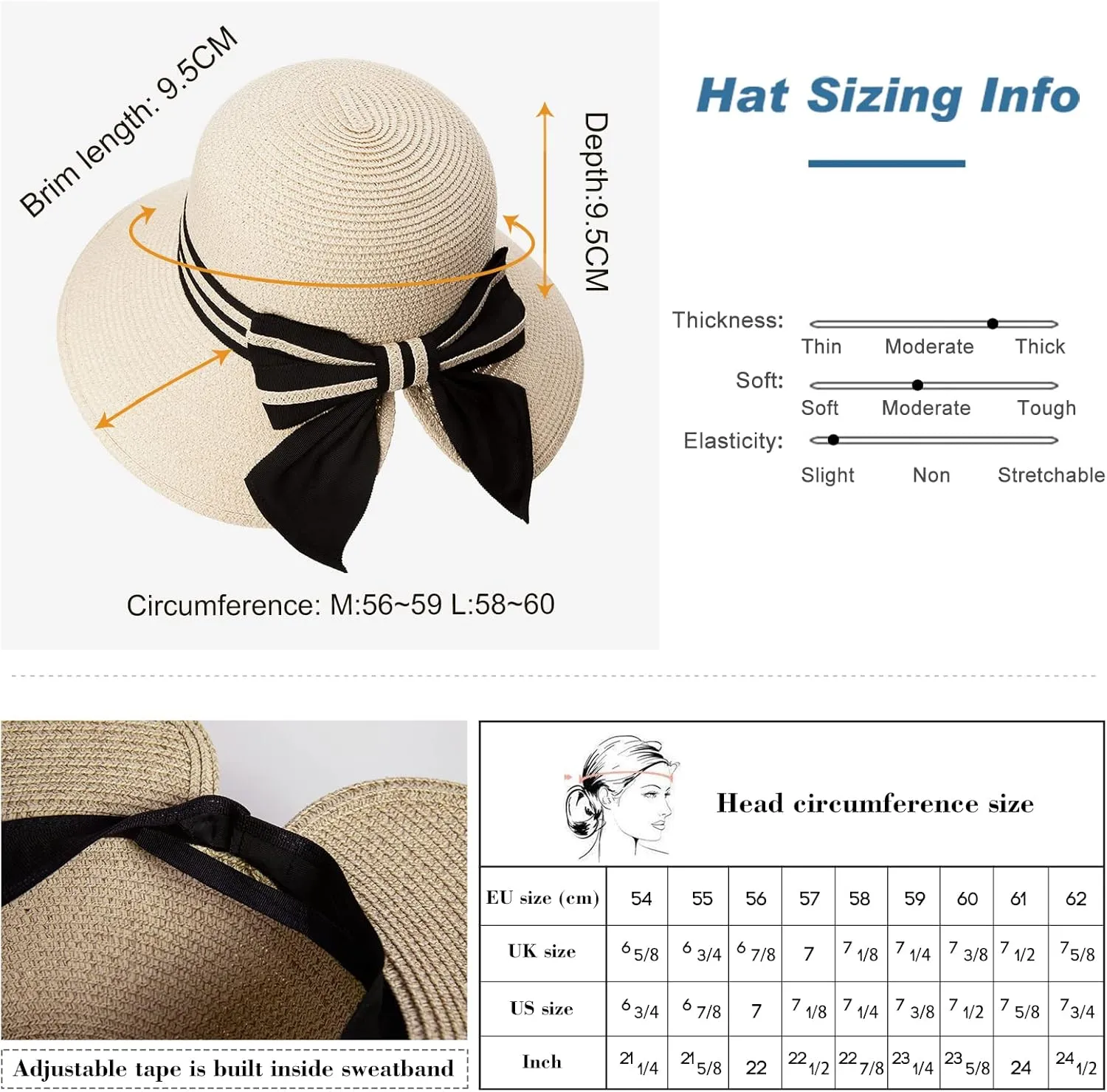 Comhats Summer Beach Sun Hats for Women Wide Brim UV Protection UPF 50  Foldable Packable