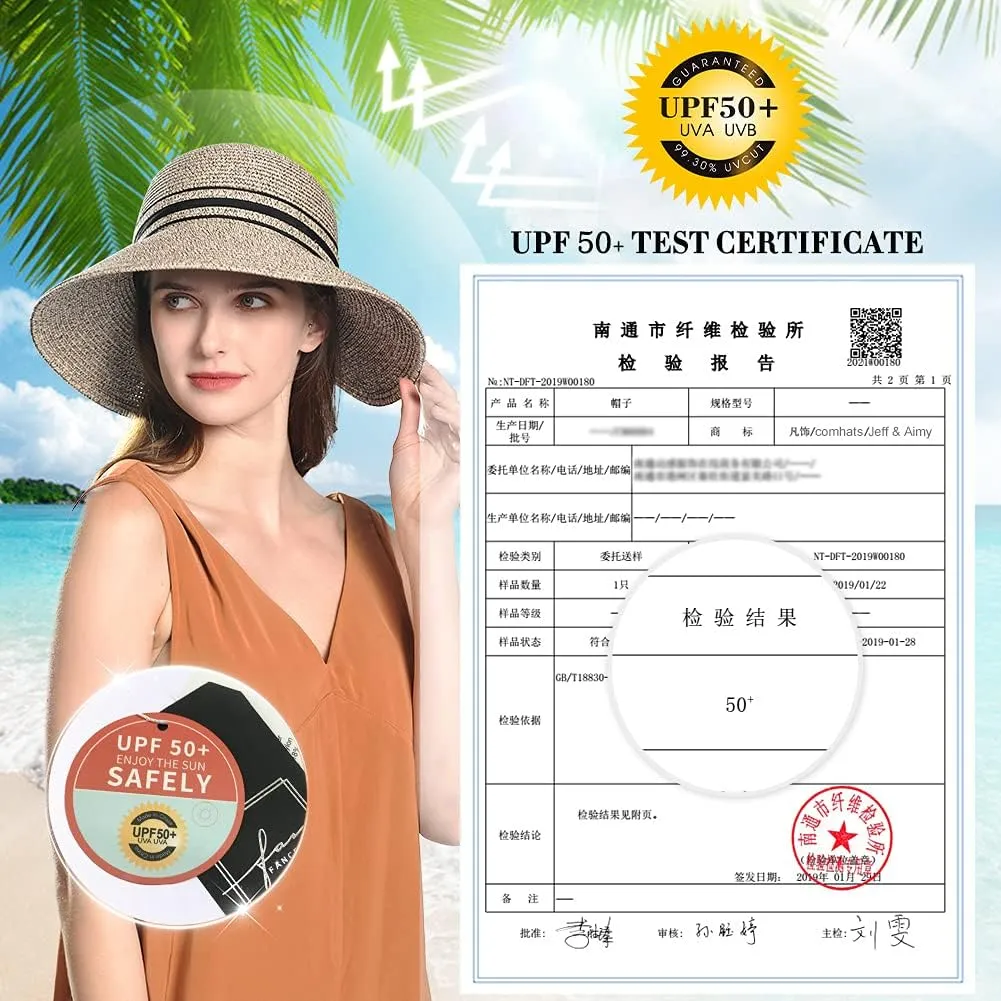 Comhats Summer Beach Sun Hats for Women Wide Brim UV Protection UPF 50  Foldable Packable