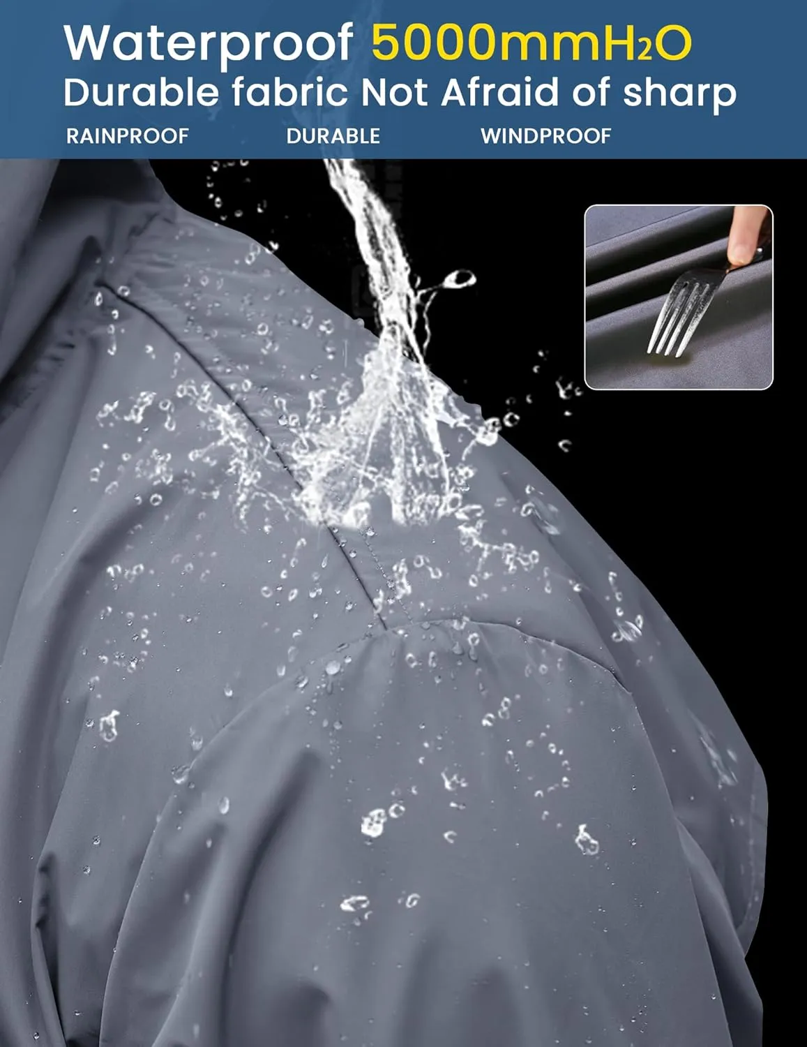 COOFANDY Men's Long Raincoat Ligtweight Rain Jacket Waterproof Outdoor Jackets with Hood