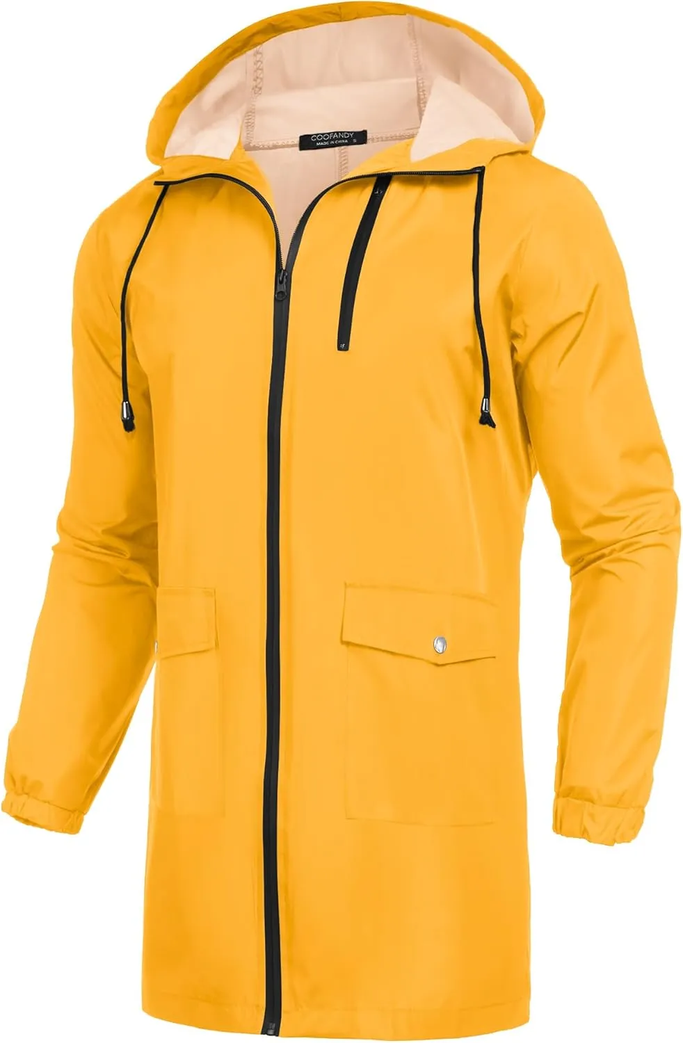 COOFANDY Men's Long Raincoat Ligtweight Rain Jacket Waterproof Outdoor Jackets with Hood