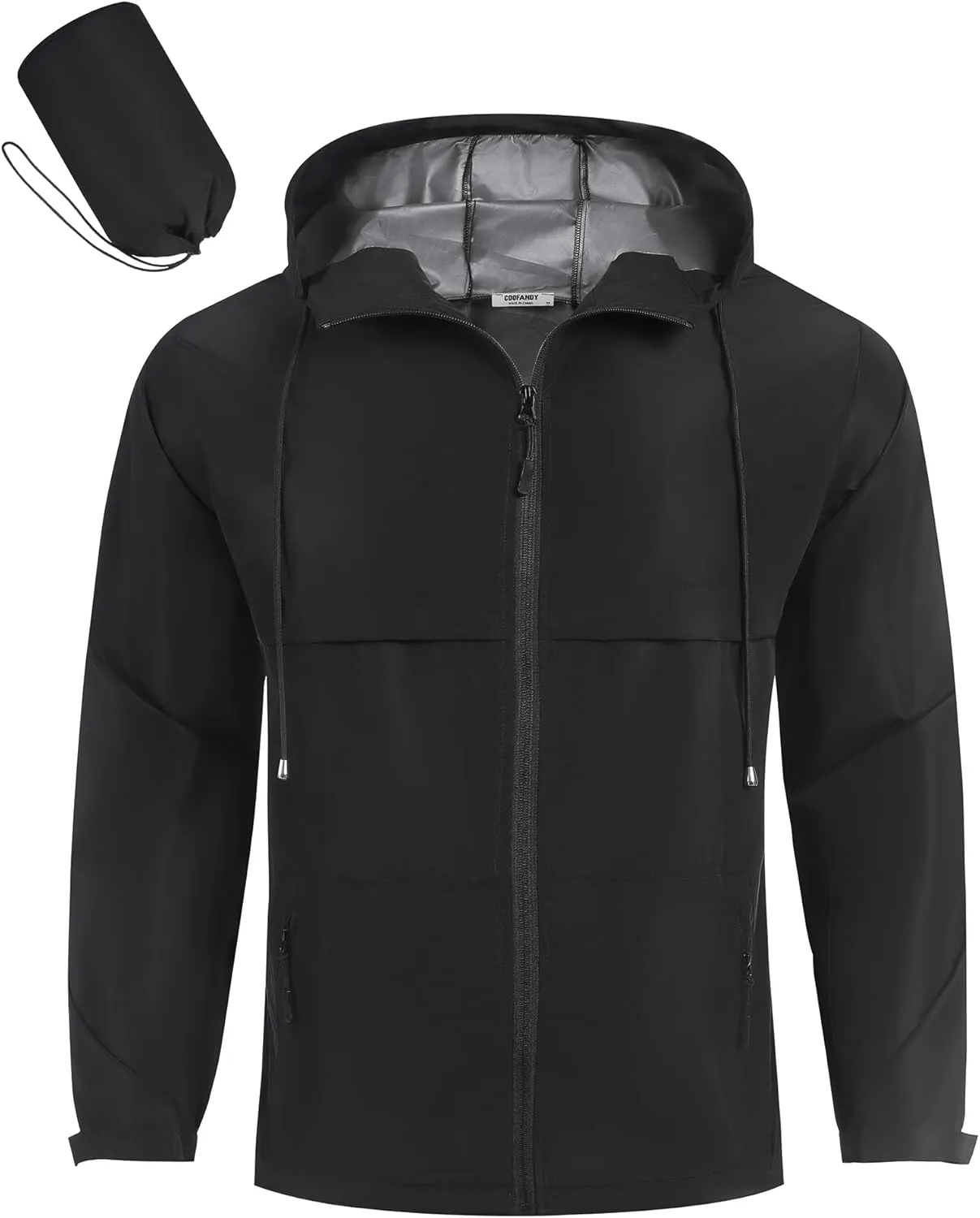 COOFANDY Men's Rain Jacket Waterproof with Hood Packable Rain Coat Lightweight Windbreaker for Hiking Golf Outdoor