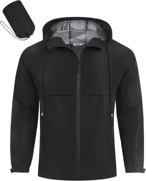 COOFANDY Men's Rain Jacket Waterproof with Hood Packable Rain Coat Lightweight Windbreaker for Hiking Golf Outdoor