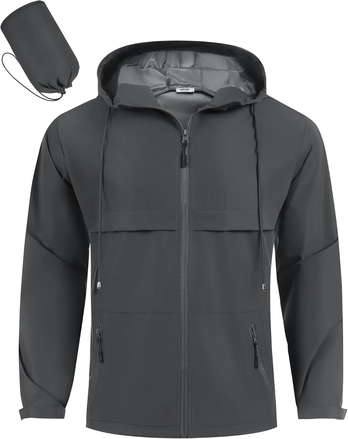 COOFANDY Men's Rain Jacket Waterproof with Hood Packable Rain Coat Lightweight Windbreaker for Hiking Golf Outdoor