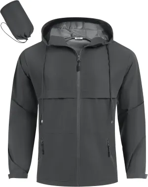 COOFANDY Men's Rain Jacket Waterproof with Hood Packable Rain Coat Lightweight Windbreaker for Hiking Golf Outdoor