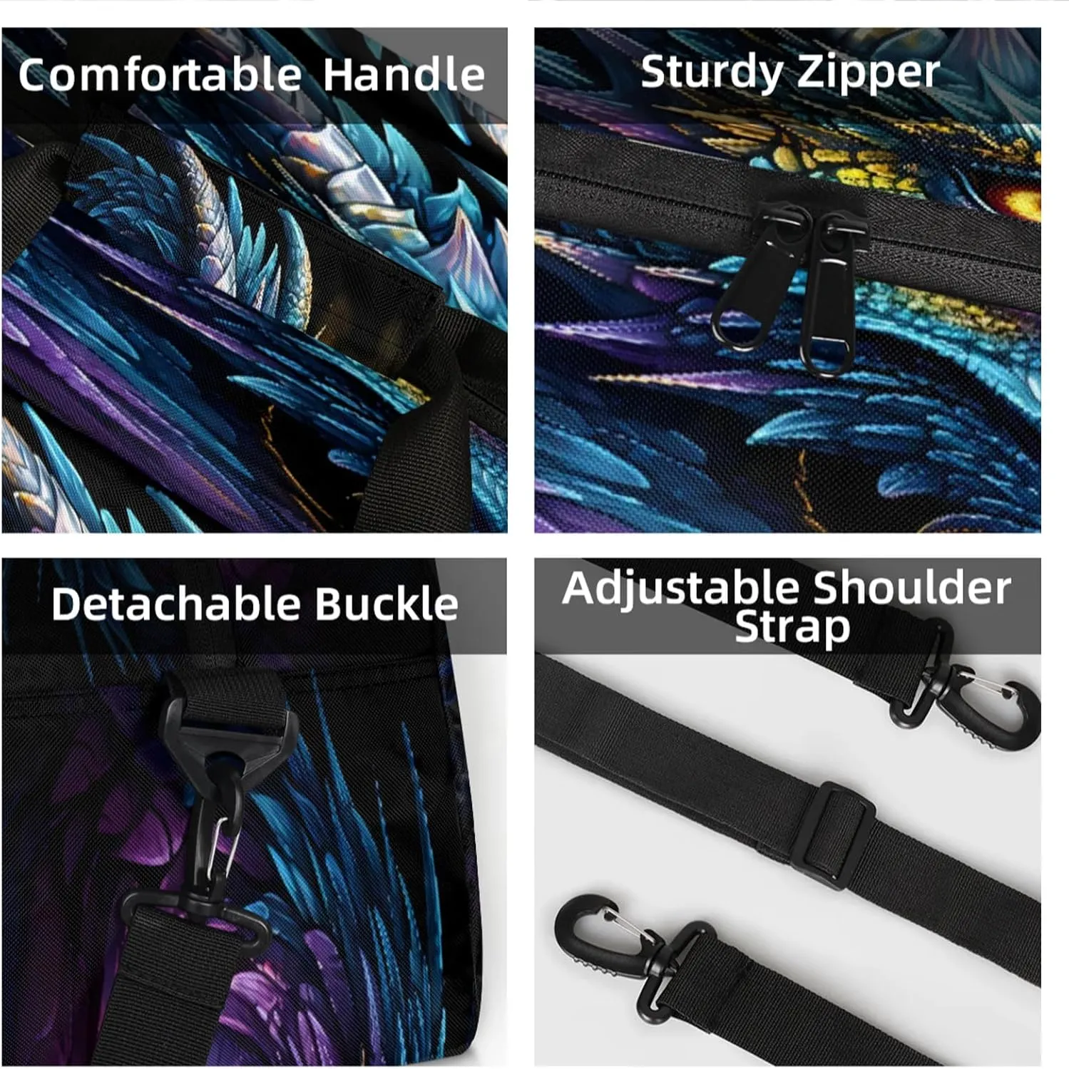 Cool Dragon Small Gym Bag 18 inch Carry On Duffel Bag for Weekender Travel Sports Workout Yoga Gymnastics Dance Ballet