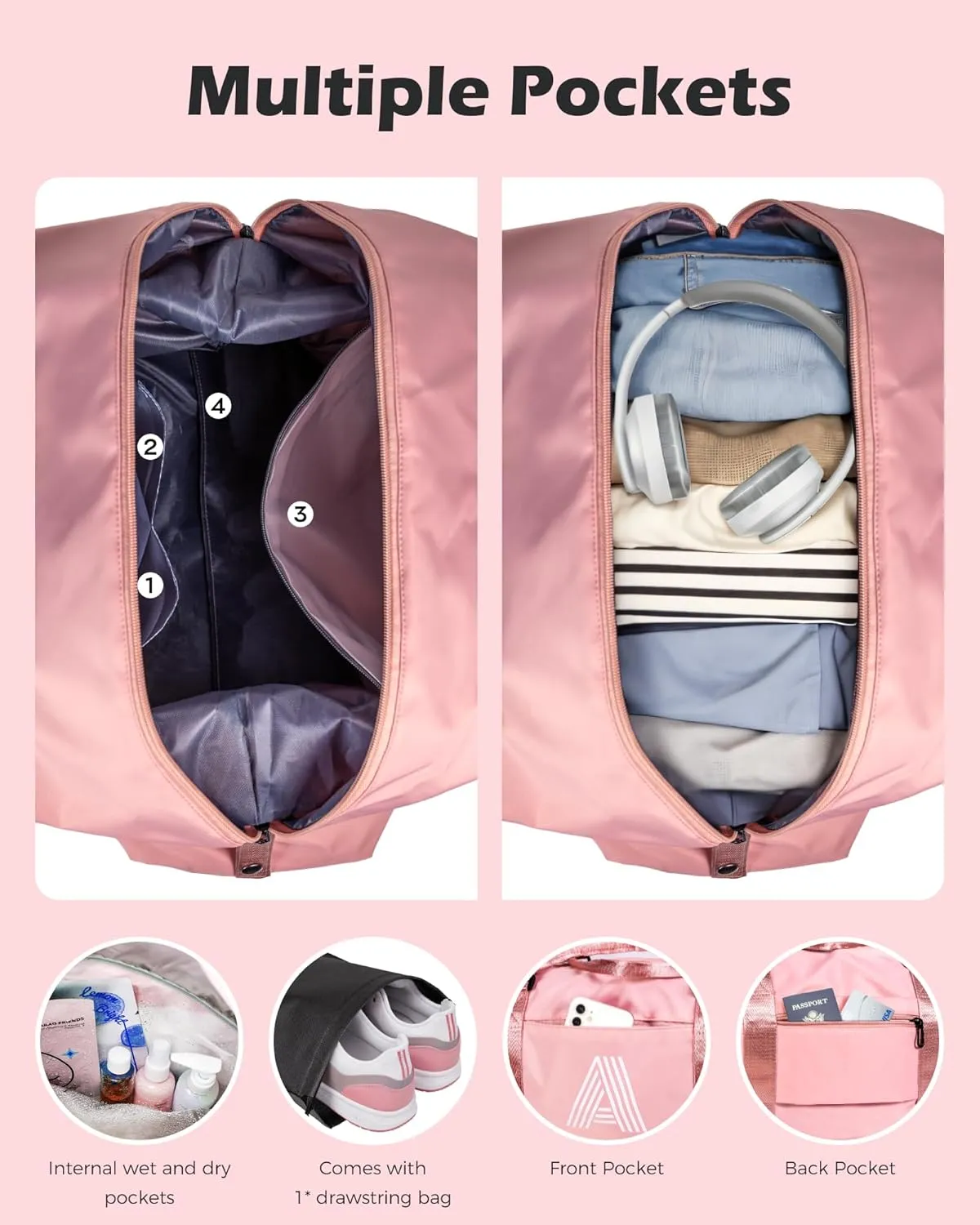 Cool Stuff for Teen Girls, Personalized Gifts, Initial Travel Duffel Bag, Personalized Weekender Bag,Monogram Overnight Bag, Customizable Gifts for Girls Age 6-8 8-10 11-12 (Letter I)