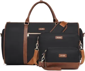 Coolife Garment Bag Travel Foldable Garment Duffel Bag Carry On Weekender Bag Suit Bag Dress Bag Convertible for Hanging Clothes Overnight Bag for Women Men Business Travel 3 Piece Set