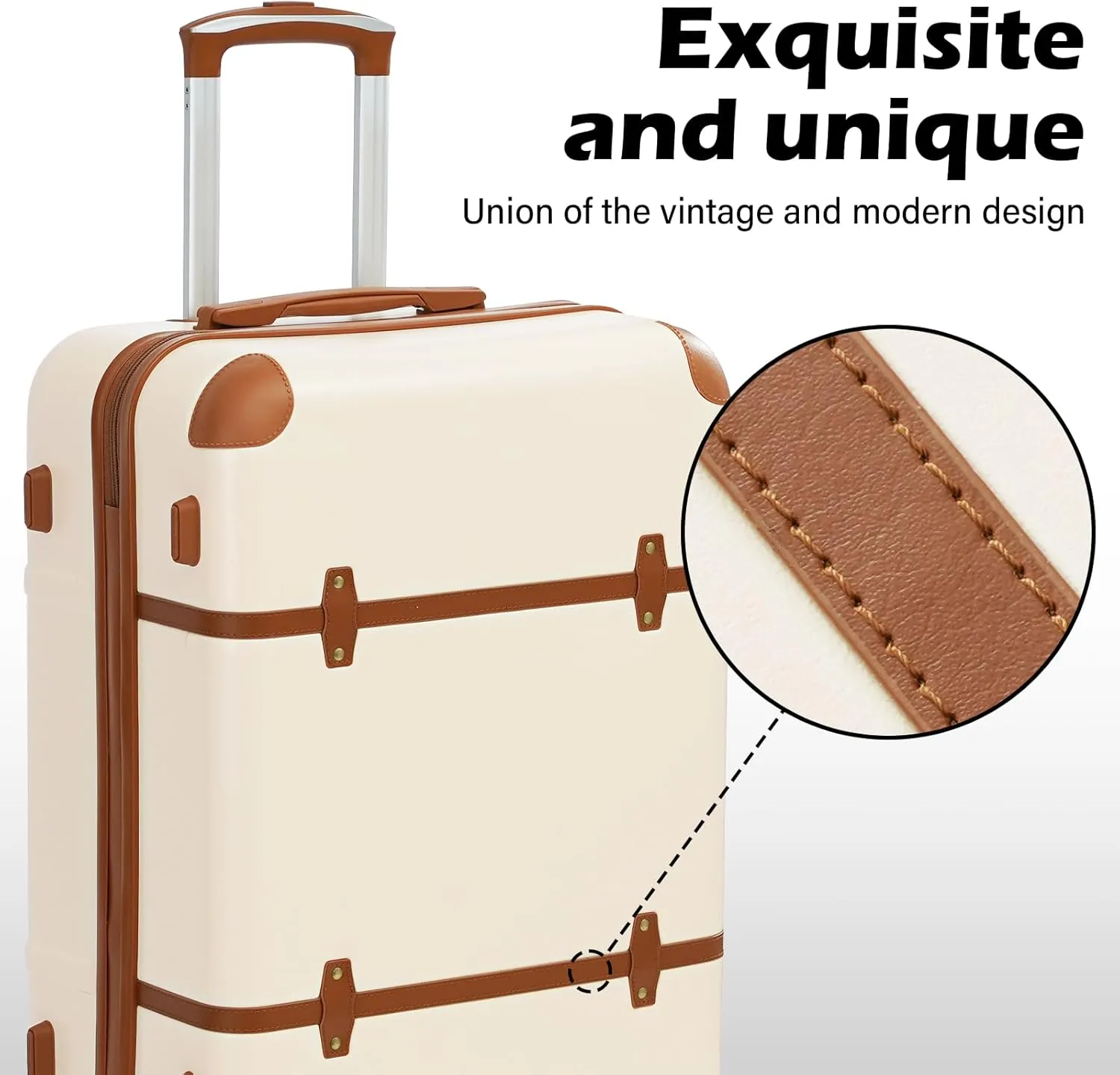 Coolife Luggage Set 3 Piece Suitcase Set Carry On Luggage Hardside Luggage TSA Lock Spinner Wheels Telescopic Handle (White, 3 piece set (BP/TB/20))