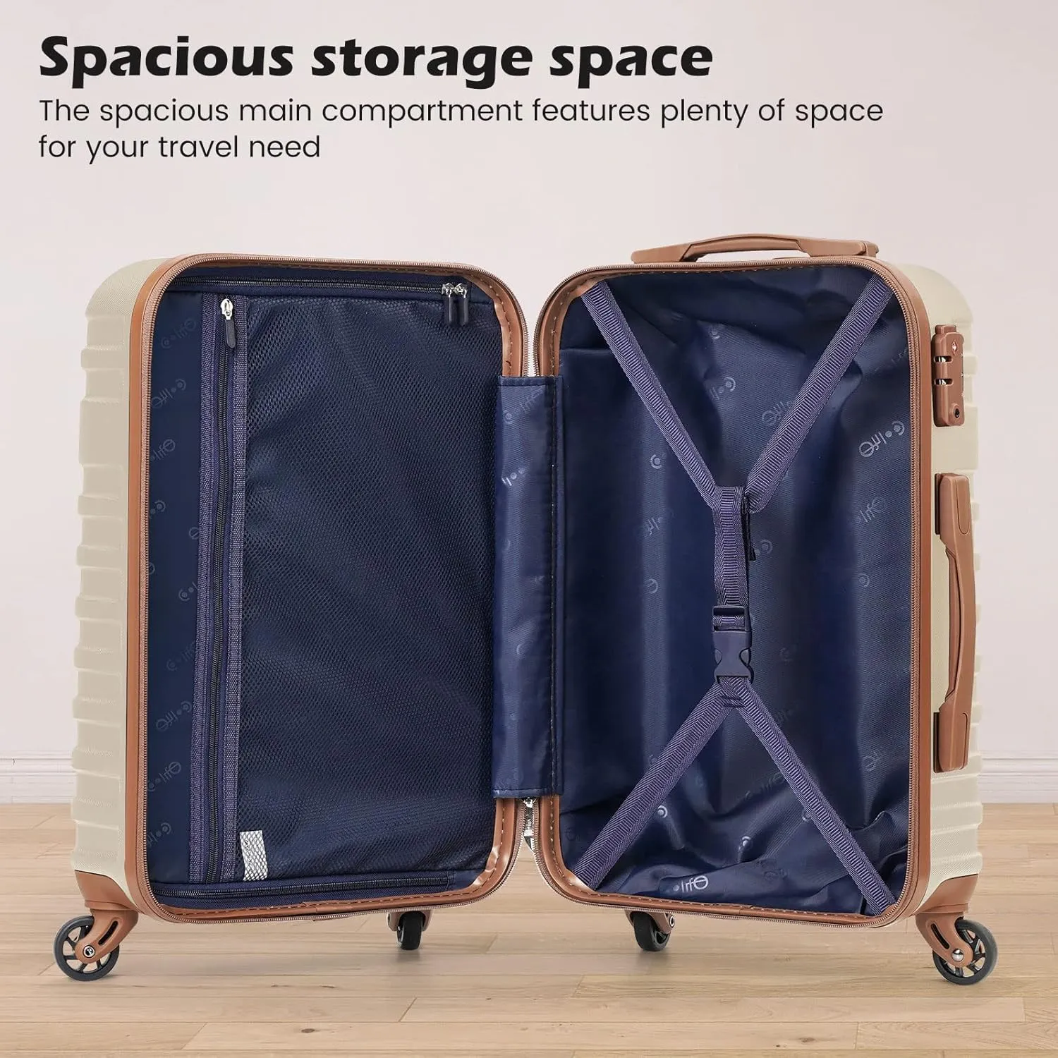 Coolife Suitcase Set 3 Piece Luggage Set Carry On Hardside Luggage with TSA Lock Spinner Wheels (Navy Red, 3 piece set (DB/TB/20))