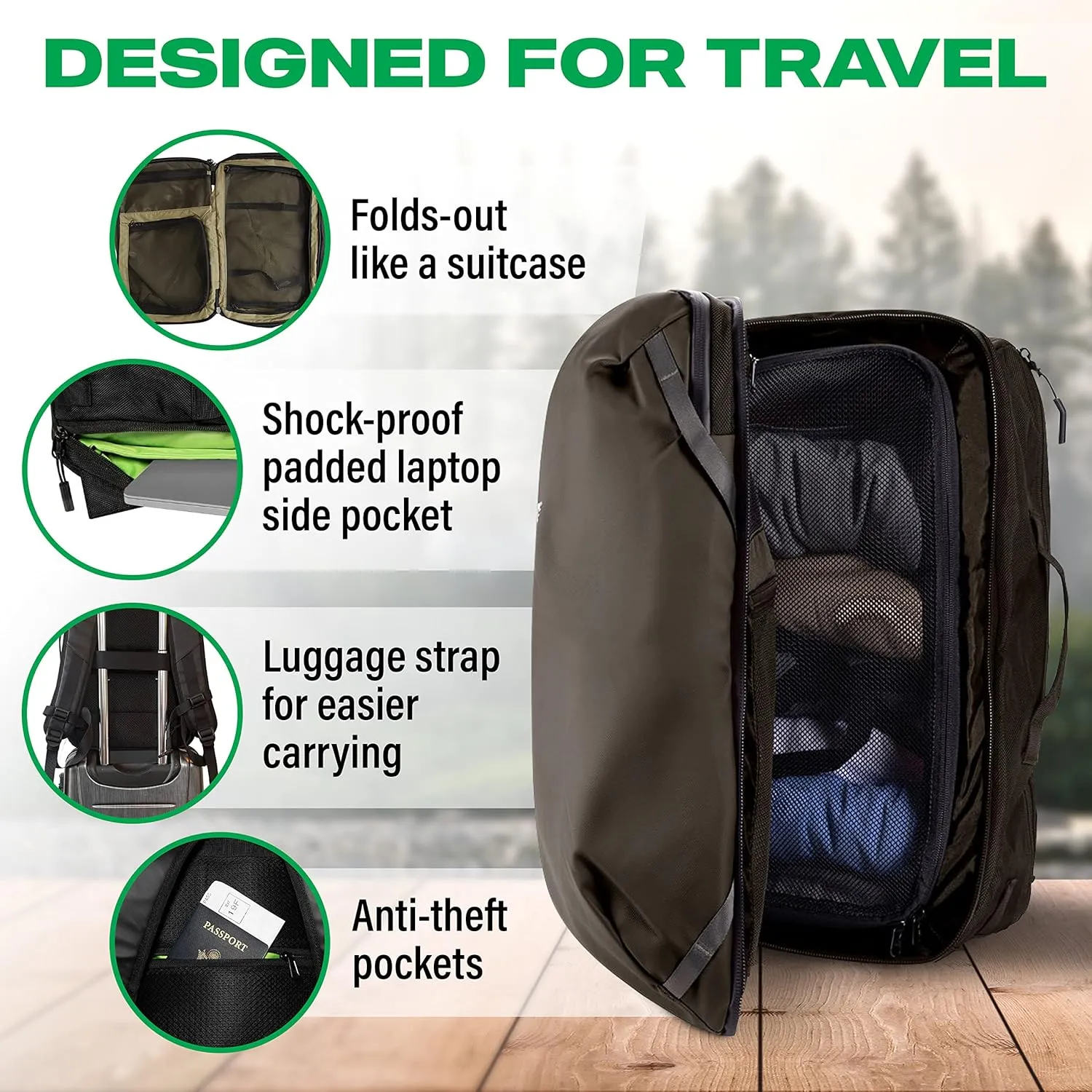 COR Surf Travel Backpack Laptop Backpack 28L Black