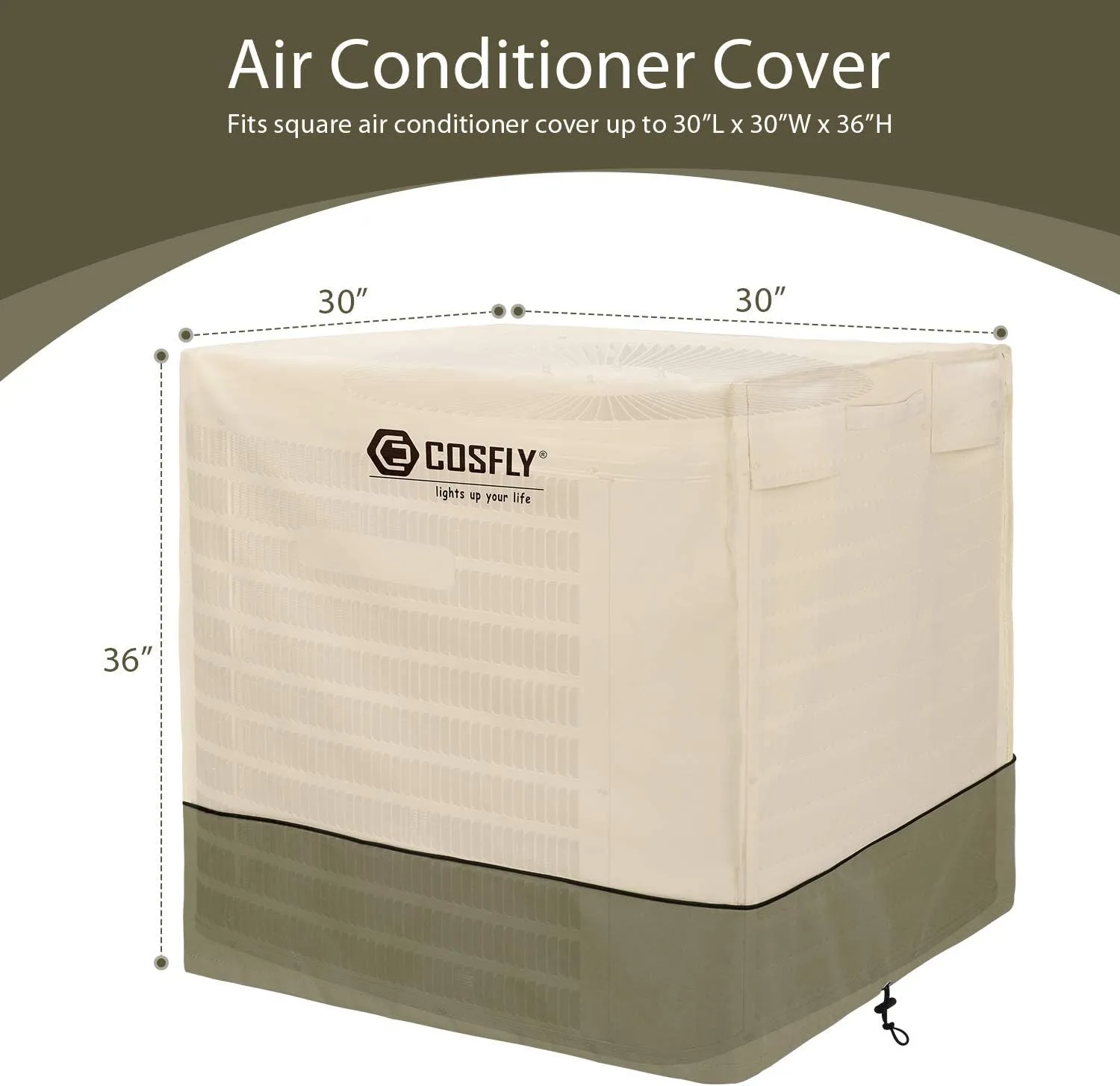 COSFLY Air Conditioner Cover for Outside Units-Durable AC Cover Water Resistant Fabric Windproof Design -Square Fits up to 30 x 30 x 36 inches