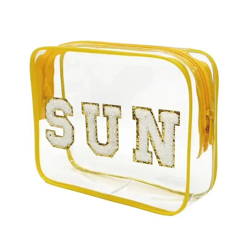 Cosmetic Bag Chenille Clear Sun - Yellow