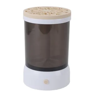 Cosmetic Supplies Cleaner Machine, Automatic Quick Dry Makeup Brush Cleaner Machine ABS PC and Silicone Portable for Travel (Khaki)