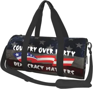 Country Over Party, Democracy Matters Duffel Bag Gym Bag Travel Sports Tote Large Foldable Beach Swim Yoga8