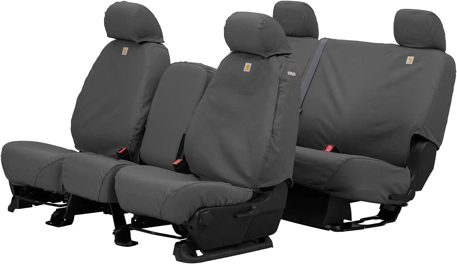 Covercraft Carhartt SeatSaver Custom Seat Covers | Fits 2006-2009 Dodge Ram 2500/3500 | 1st Row Bucket Seats, Duck Weave Gravel