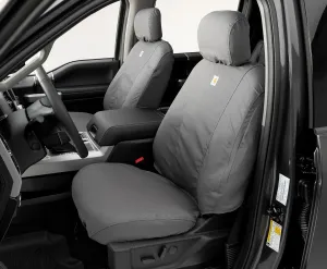 Covercraft Carhartt SeatSaver Custom Seat Covers | Fits 2016-2023 Toyota Tacoma | 1st Row Bucket Seats, Duck Weave Gravel