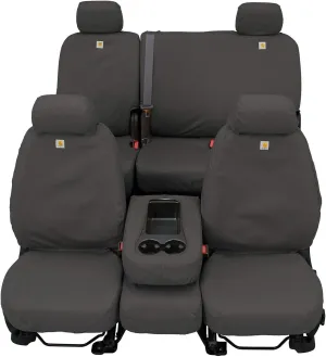 Covercraft Carhartt SeatSaver Custom Seat Covers | Fits 2017-2019 Chevrolet Silverado/GMC Sierra 1500/2500/3500 (2019 1500 Old Body Style) | 1st Row Bucket Seats, Duck Weave Gravel