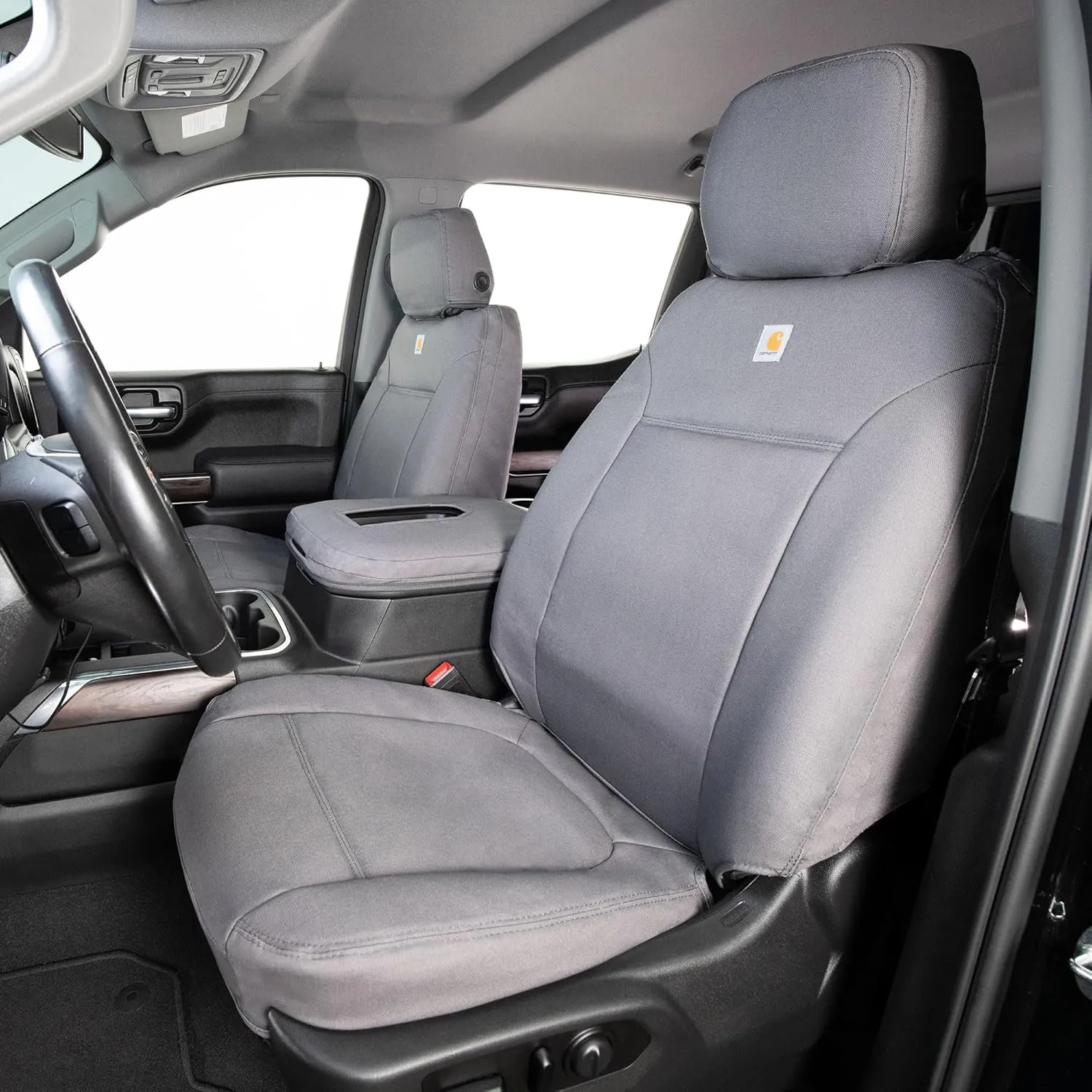 Covercraft Carhartt SeatSaver Custom Seat Covers | Fits 2022-2025 Toyota Tundra, 2023-2025 Toyota Sequoia | 1st Row Bucket Seats, Duckweave Gravel