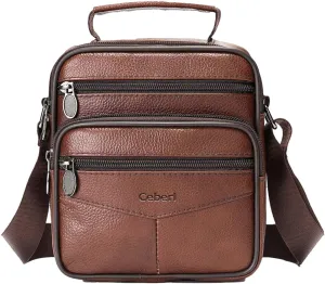 Cowhide Leather Messenger Bag For Men Travel Shoulder Crossbody Bag Waterproof Casual Sling Business Handbag
