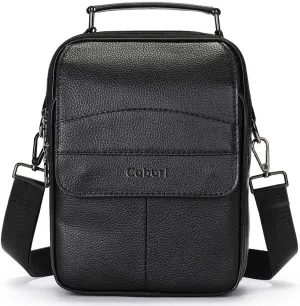 Cowhide Leather Messenger Bag For Men Travel Shoulder Crossbody Bag Waterproof Casual Sling Business Handbag