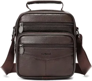 Cowhide Leather Messenger Bag For Men Travel Shoulder Crossbody Bag Waterproof Casual Sling Business Handbag