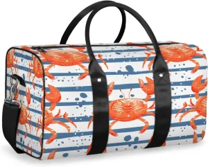 Crab Travel Duffle Bag, Sports Gym Bags for Women Men, Carry On Weekender Overnight Bag, Ocean Workout Hospital Airplane Trips Bag